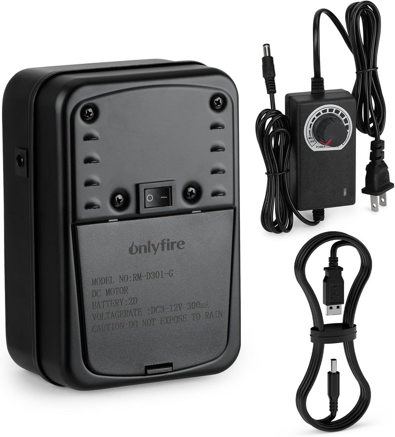 Onlyfire Chef محرك الشواء العالمي من أوني فاير، محرك دوار كهربائي قابل للتعديل مع قابس USB وموصل سلك طويل، محرك دوار يعمل بالبطارية بدون سلك للشواء، 110 فولت و 3.5 واط - Image 1